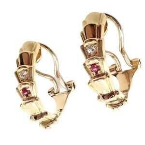 Rare! Authentic Christian Dior 18k Yellow Gold Diamond Ruby Earrings​